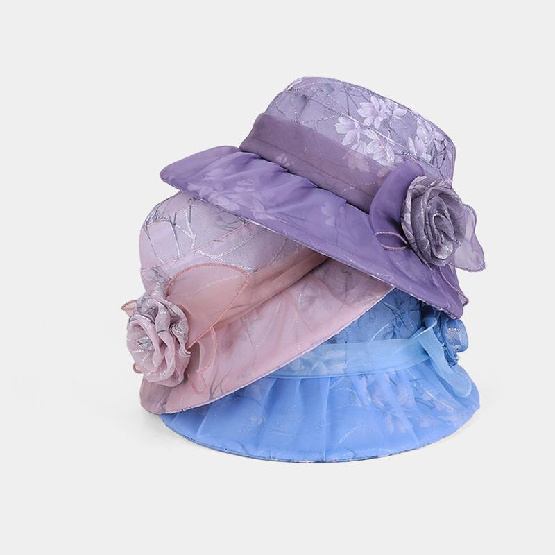 Summer Outdoor Sunscreen Hat Women's Mesh Large Brim Breathable Fisherman Hat Rose Mother Sunshade Basin Hat