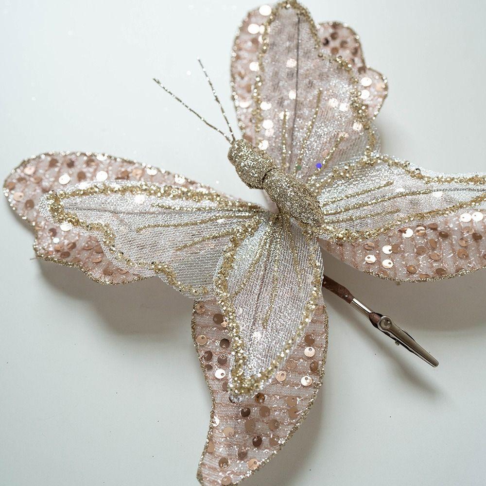 Sparkling Christmas Butterfly Ornament Lifelike Artificial Sequin Butterfly  Artificial