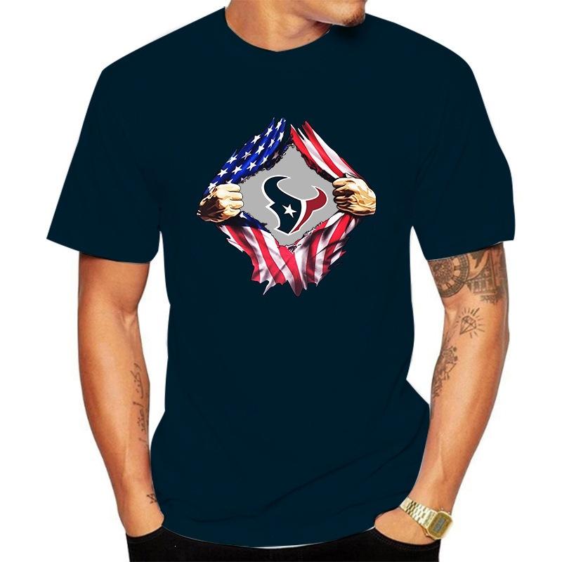 Football T Shirt Men Cotton Print American Flag Crack Graphic Short Sleeve Tees NFL Team Fan Casual Sports Tops Summer O-Neck Daily Wear Shirts
