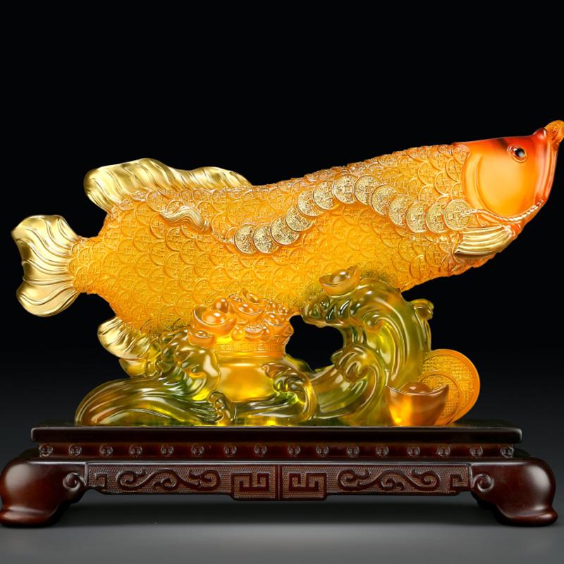 Arowana Decorative  Mascot Statue Resin Sculpture Luxury Home Room Office Wealth Gathering Statue  High Quality Gift