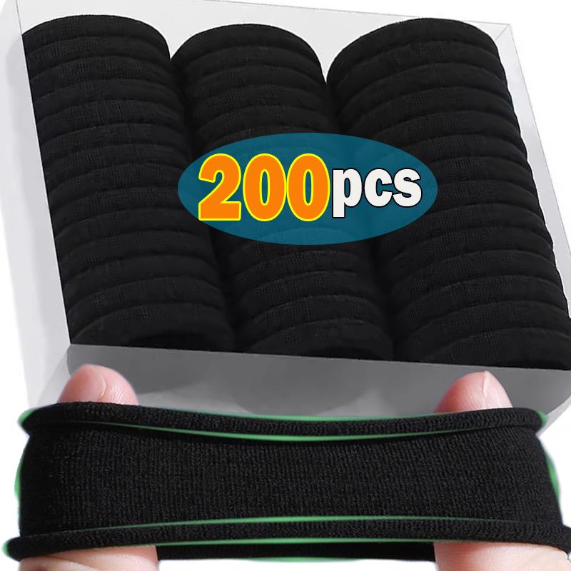 200pcs High Elastic Black Cloth Hair Bands for Women Girls Hairband Rubber Band Hair Ties Ponytail Holder Scrunchies Accessories