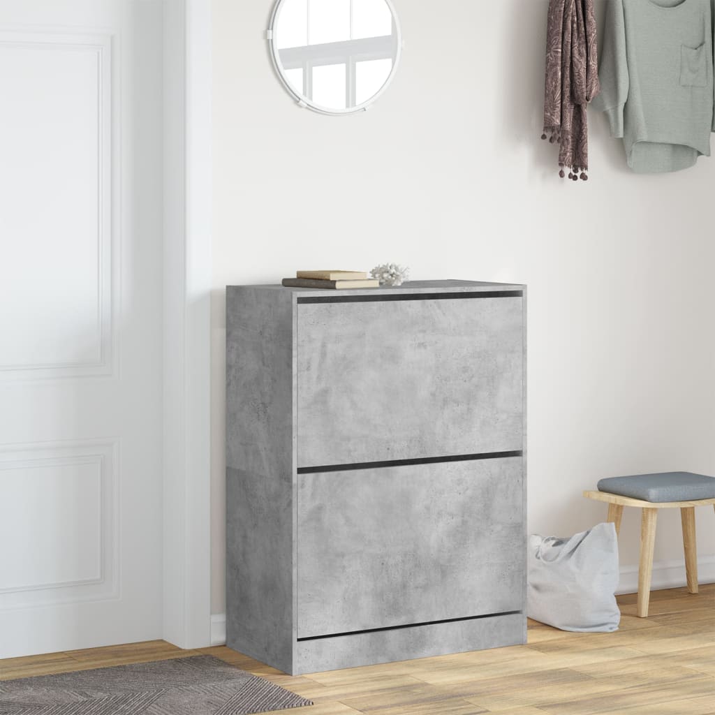 Shoe Cabinet with 2 Doors Concrete Grey 80 X 42 X 108 Cm