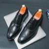 Large size business dress leather shoes fashion men Brock carved leather shoes trend British style lace-up leather shoes
