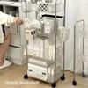 Portable Rolling Cart Storage Transparent Shelfs Multilayer Wheel Storage Rack Trolley Mobile Shelf Widening and Raising Storage