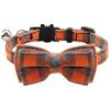AkoaDa Cat Collar Breakaway With Cute Bow Tie And Bell For Kitty Adjustable Safety Plaid Collar Pet Supplies