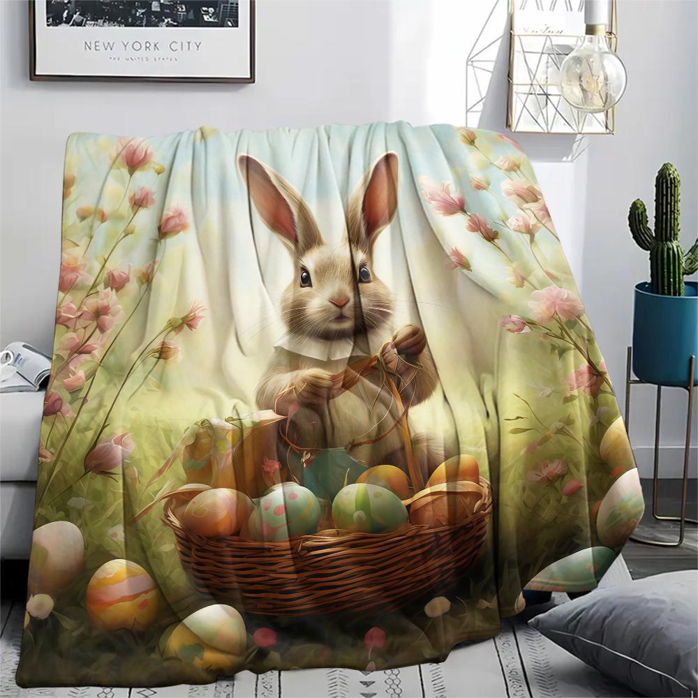 Easter Egg Print Flannel Blanket,High Quality Comfortable for All Seasons,Home Decor,Warmth and Comfort,Perfect for Christmas Gifts
