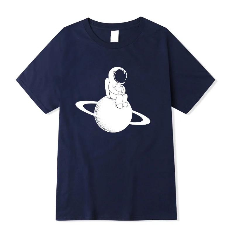 Mens Tshirt 100 Cotton Short Sleeve Space Moon Print Men T Shirt Casual Summer Loose Men Tshirt Cool Tshirt Male Tees Tops