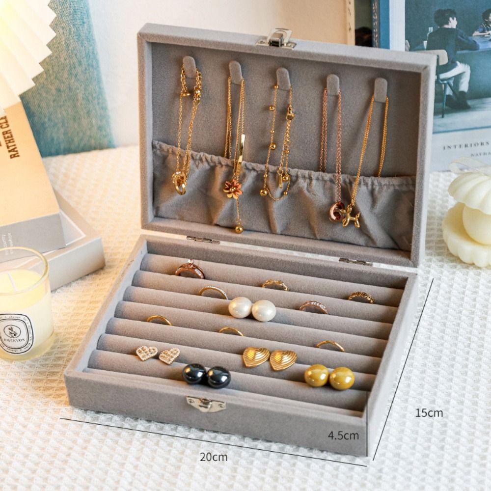 Dustproof Jewelry Storage Box Large Capacity Divided Necklace Tray Jewelry Display Holder  Bracelet