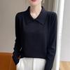 Women's Casual POLO Collar Knit Pullover - Loose Long Sleeve Autumn/Winter Lapel Sweater Design.