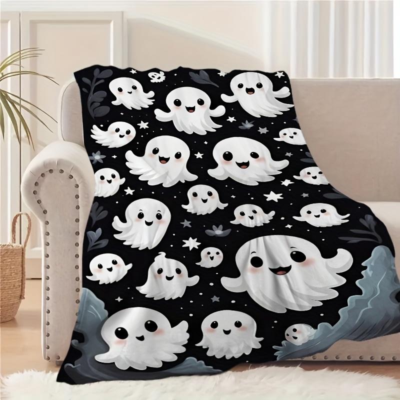 1pc Halloween gift cartoon pattern blanket, polyester fabric, machine washable, suitable for bedroom living room decoration