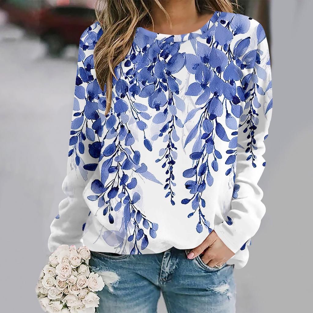 Autumn and Winter New Fashion Round Neck Long Sleeve Printed Elegant Casual Loose Hoodie