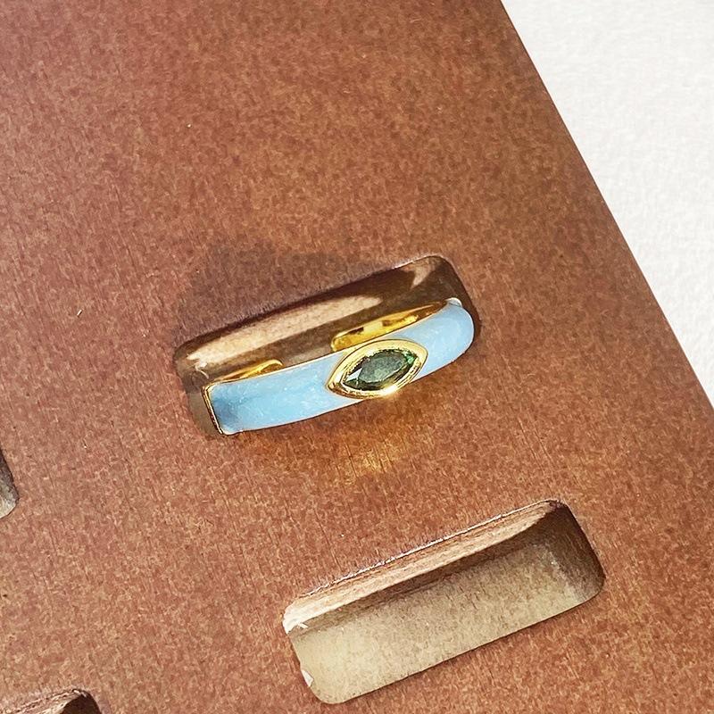 Macaron Color Set, Colored Zircon Dripping Oil, Fine Open Ring, Niche Design, Index Finger Ring, Women'S Model.