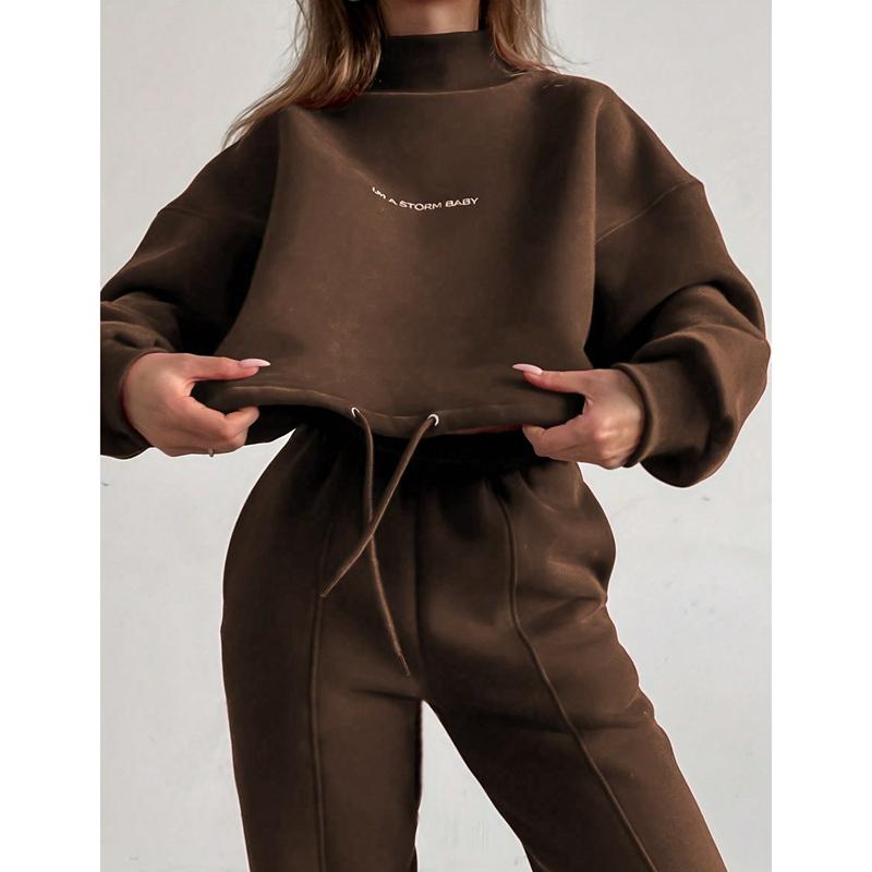 Autumn Winter 2 Piece Set Women Hoodie Pants Printed Tracksuit Pullover Sweatshirt Trousers with Pockets Tracksuit Suits