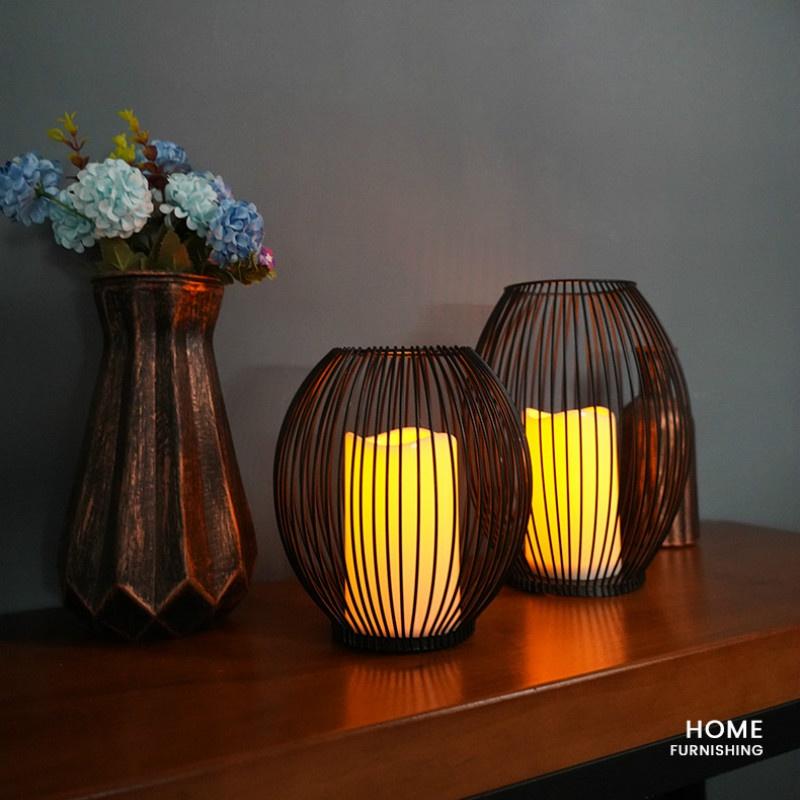 İskandinav Minimalist Ferforje Dekorasyon Gece Lambası Led Simülasyon Mum Kahve Restoran Yaratıcı Kapalı Ev El Sanatları