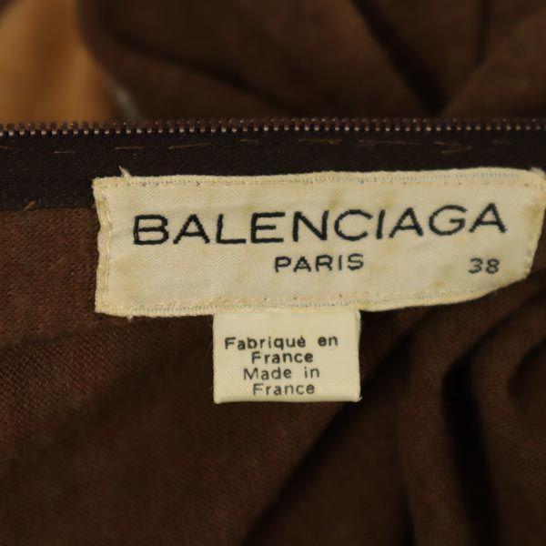 BALENCIAGA French wool blend Long sleeve one piece 38 Brown Women Used