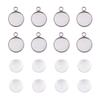 DIY Pendant Making 304 Stainless Steel Pendant Cabochon Settings and Flat Round Glass Cabochons Clear Stainless Steel Color