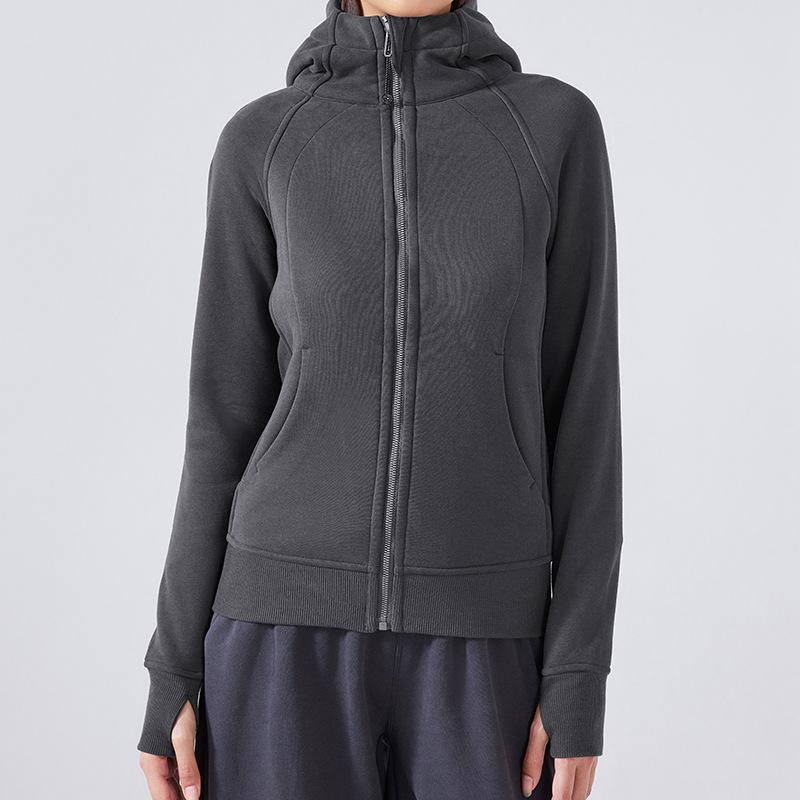 Sportswear sweater jacket autumn and winter new jacket zipper hooded fleece long-sleeved running yoga clothes top versatile