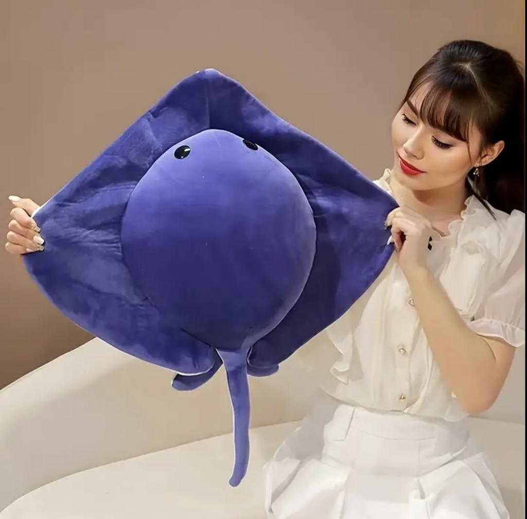 Large Stingray Plush Realistic Pet Decorative Gift Toy, Toy, Ornament, (Blue)