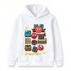 Kids Boys Girls Hoodie Cartoon Red Ball Angry Monsters Print Casual Pullover Hooded Sweatshirt For Children Daily Wear