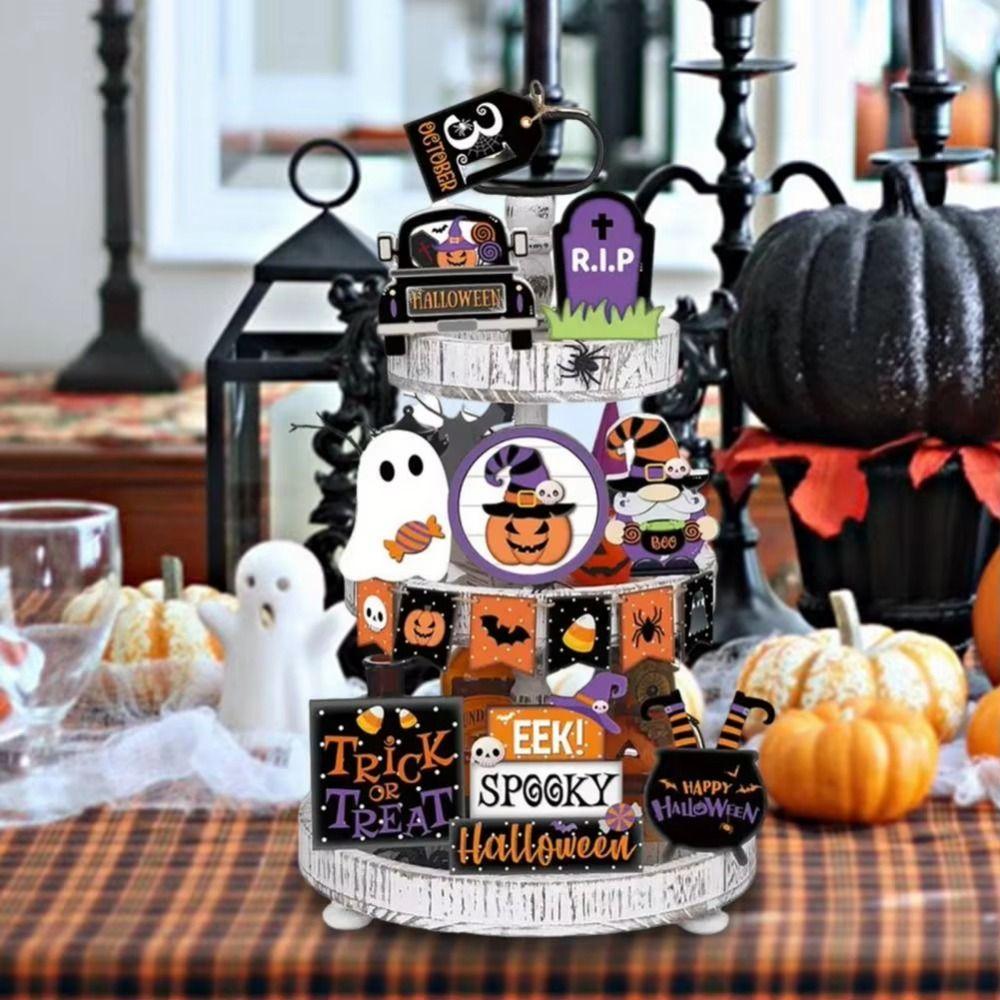 Halloween Tiered Tray Decor Set Cute Farmhouse Halloween Decor  Party Supplies