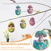 Wooden 8pcs Easter Egg Decoration Pendant, Wooden Group Of Little Rabbits Hanging Decoration