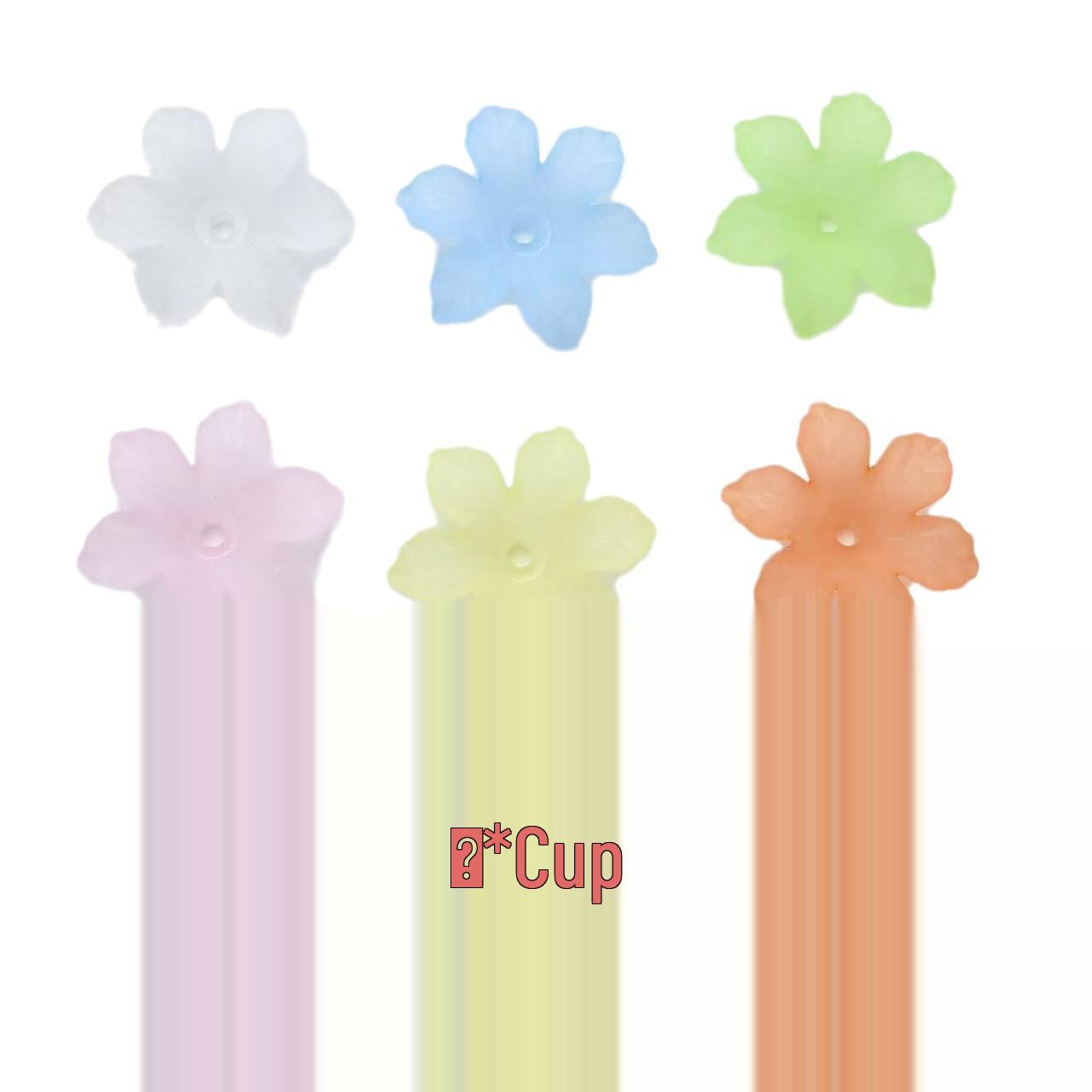 Colorful Frosted Six-Petal Flower Beads Pendant for DIY Phone Chains and Bracelets Yellow