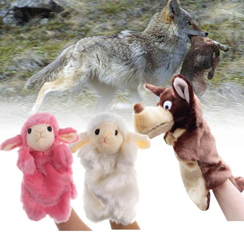 Adorable White Sheep And Big Bad Wolf Storytelling Puppet Hat For Kids Playtime