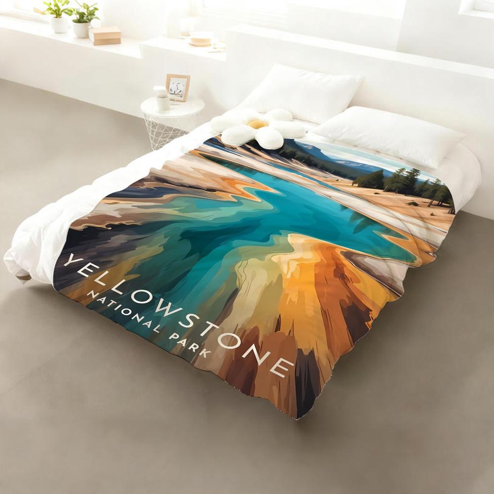 Yellowstone National Park Throw Flannel Throw Blanket: Soft Kid-Friendly Warm Anti-Static All Season Washable Couch Bed Home
