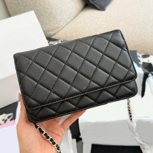 25 New WOC Chain Bag Caviar Rhombus Chain Bag Women's Bag Daily Commuting Out Shoulder Oblique Span Bag