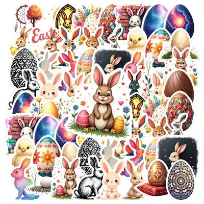35-70pcs Easter Decorations Stickers Color Eggs Rabbit Graffiti Sticker Pack Gift Diy Skateboard Phone Laptop Diary Book