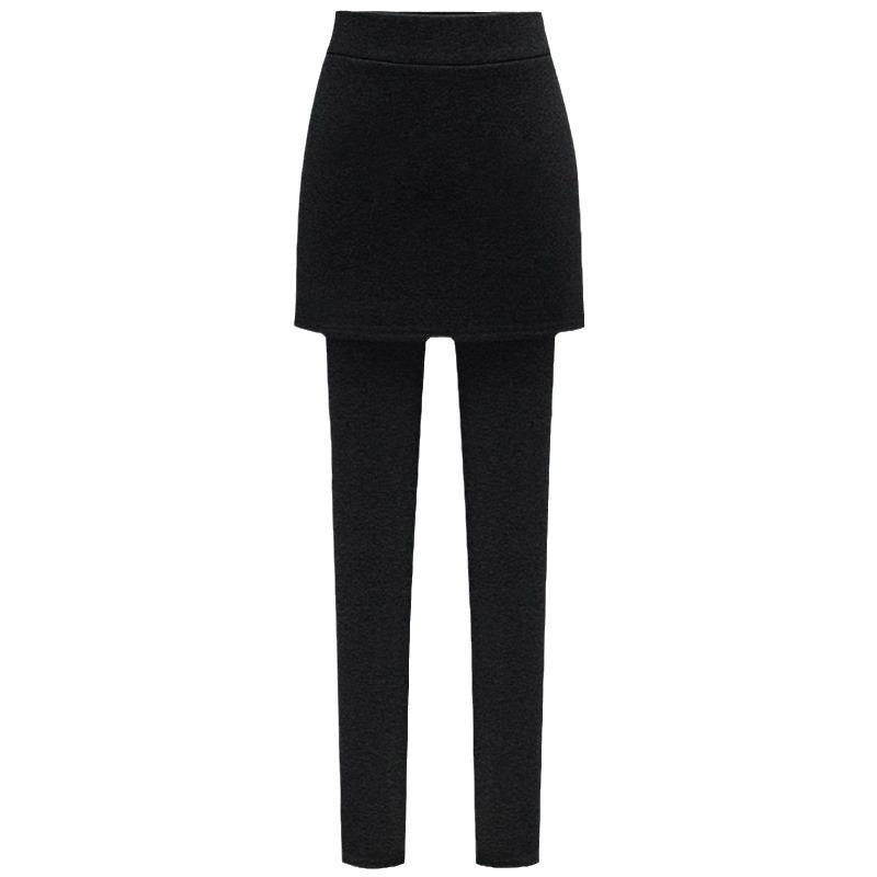 Women's Plus Size Fleece-Lined Hip-Wrap Culottes Leggings - Warm, Slimming, Small Leg Fit for Autumn/Winter