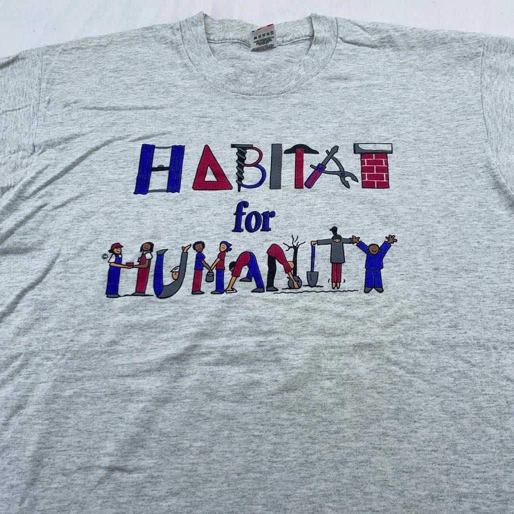 Vintage 90s HABITANT FOR HUMANITY HUMANS T-Shirt MEDIUM/LARGE Charity