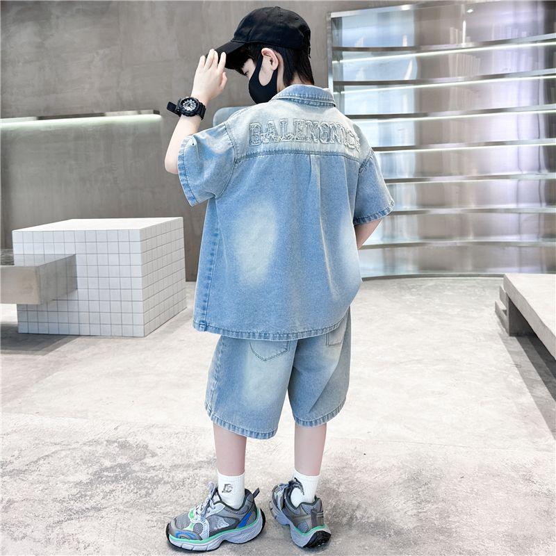 Children's Boys' Summer Denim Suit Summer Two-piece Set Thin Design Summer Short Design