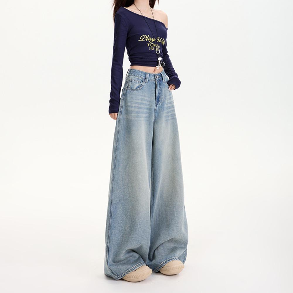Women's High Waist Tencel Wide Leg Jeans Loose Non‑Stretch Denim Pants With Regular & Extra‑Long Length Options For Summer American Street Look
