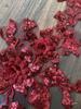 3D Sequin Embroidery Lace Fabric In Wine Red & White