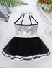 Girls Kids Shiny Sequins Modern Jazz Dance Outfit Ballet Tutu Dress Stage Performance Dancing Costume