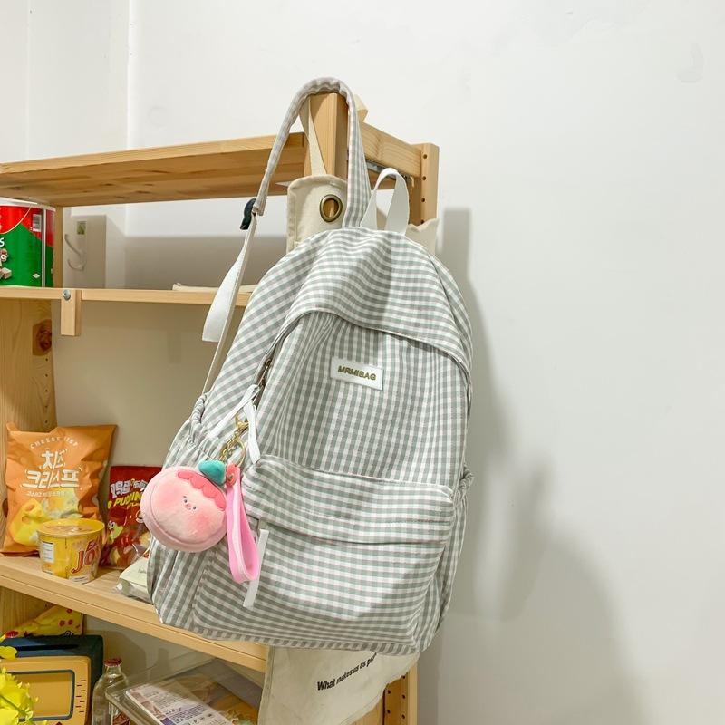Literary plaid schoolbag female Harajuku junior high school student campus backpack fresh college student shoulders