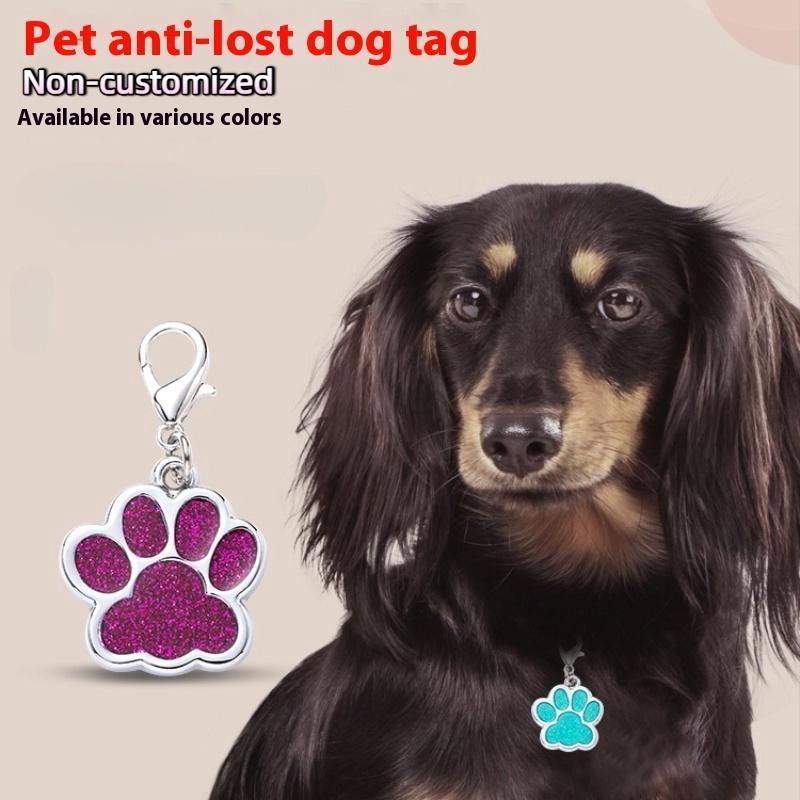 Dog Cat Collar Tag Pendant Pet Accessories Paw Glitter Pendant Keychain