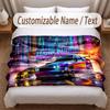 Neon Abstract Theme Soft Blanket Personalized Custom Name Text Print Warm Blanket Home Sofa Bedroom Decor
