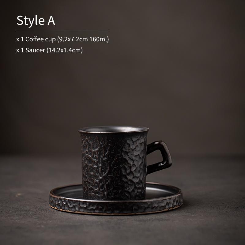 

Набор керамической кружки, чашки и блюдца 160 мл, японский стиль, винтажная кофейная чашка A