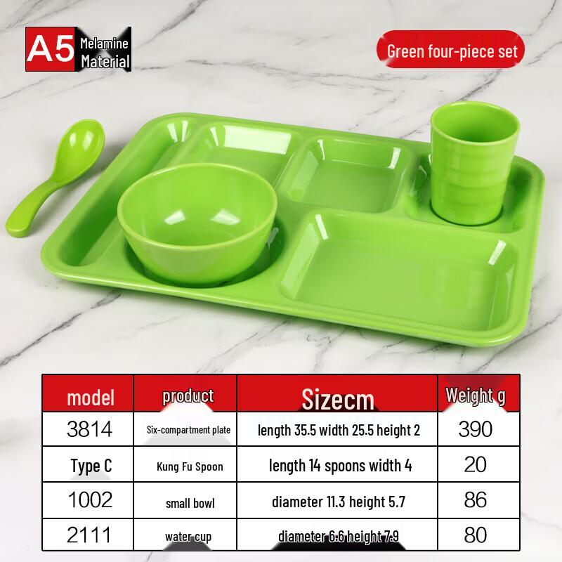 

RuHan Melamine 6-Compartment Cafeteria Tray Set