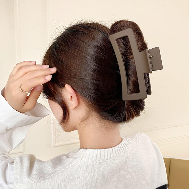 13cm Big Size Matte Square Hair Clip 2P SET Cocoa 2P