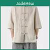 Style Mens Shirt Chinese Linen Chinese Style Tang Suit Cotton And Linen Mens Threequarter Sleeve Shirt Summer Retro Standup Collar