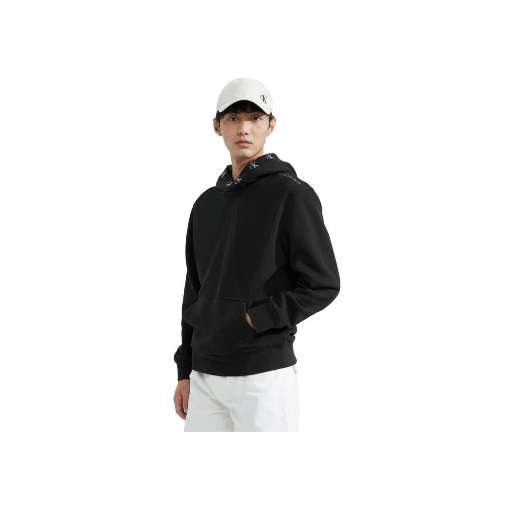 Calvin Klein Fashion Loop Letter Jacquard Fleece Hoodie Men hoodies Space-Black ZM02448BEH