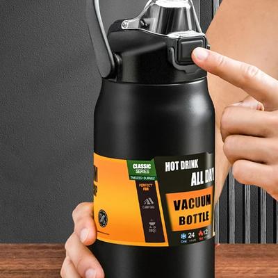 Thermos d'extérieur Portable 304 Acier Inoxydable Mug Thermique Gobelet Flasques à Vide Froid et Chaud Bouteille d'Eau de Sport avec Paille