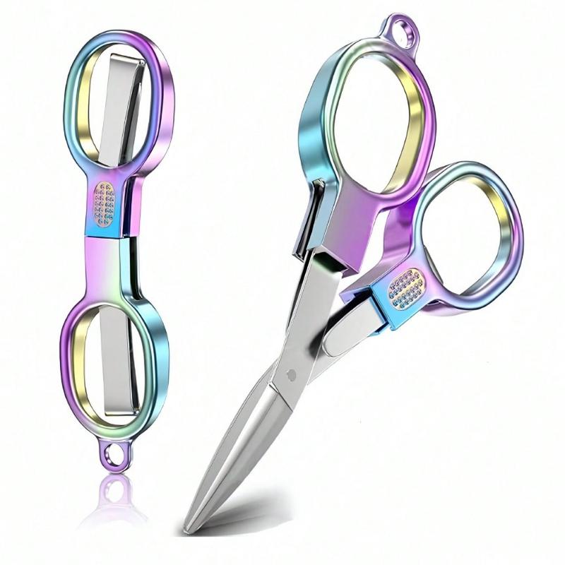 Double Circle Retro Folding Scissors Portable Small Scissors Carry Mini Private Fishing Travel Home Trumpet.