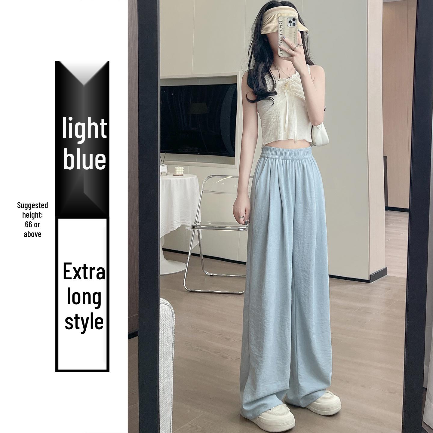 

Women s Korean Style High Waist Wide Leg White Pants - Spring 2026 Casual Loose Fit Medium