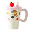 Apple Sippy Cup for Girls Birthday Girl Heart Cat Sippy Cup Cute Ceramic Mug Souvenir Gift Box