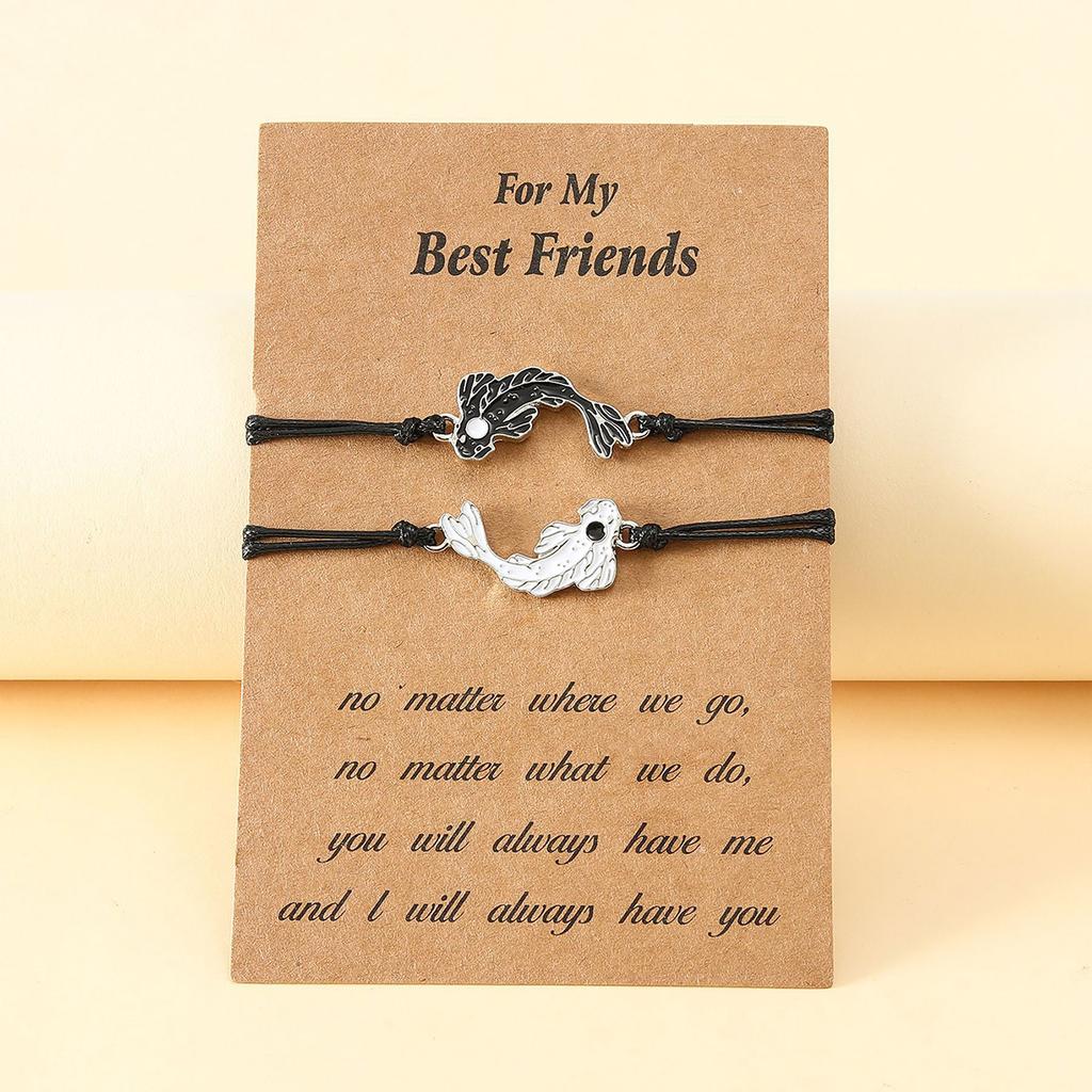 1/2Pcs Matching Taichi Fish Bracelet for Women Teen Girl Best Friend Family