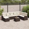 9-Piece Garden Sofa Set with Brown Poly Rattan Cushions, 2-Seater Garden Sofa with Storage 3360369